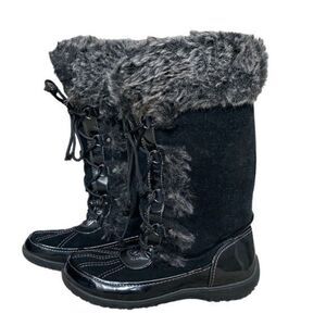 Sporto Millie Stone Suede W Faux Fur Lace-up Winter Snow Boot Waterproof Sz 9 M